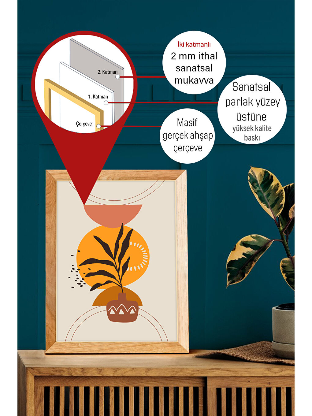 Beyaz Gerçek Ahşap Çerçeveli 3 Parça 3D Poster Tablo Seti - 3DARTSOHOSET118-2030-1