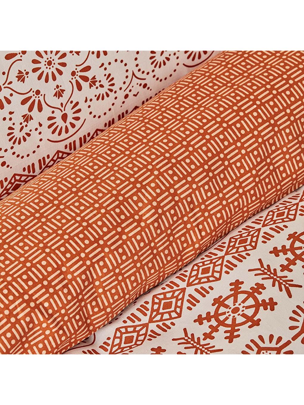 Kahverengi %100 Pamuk Ranforce Vibrant Tek Kişilik Nevresim Seti Kiremit-4