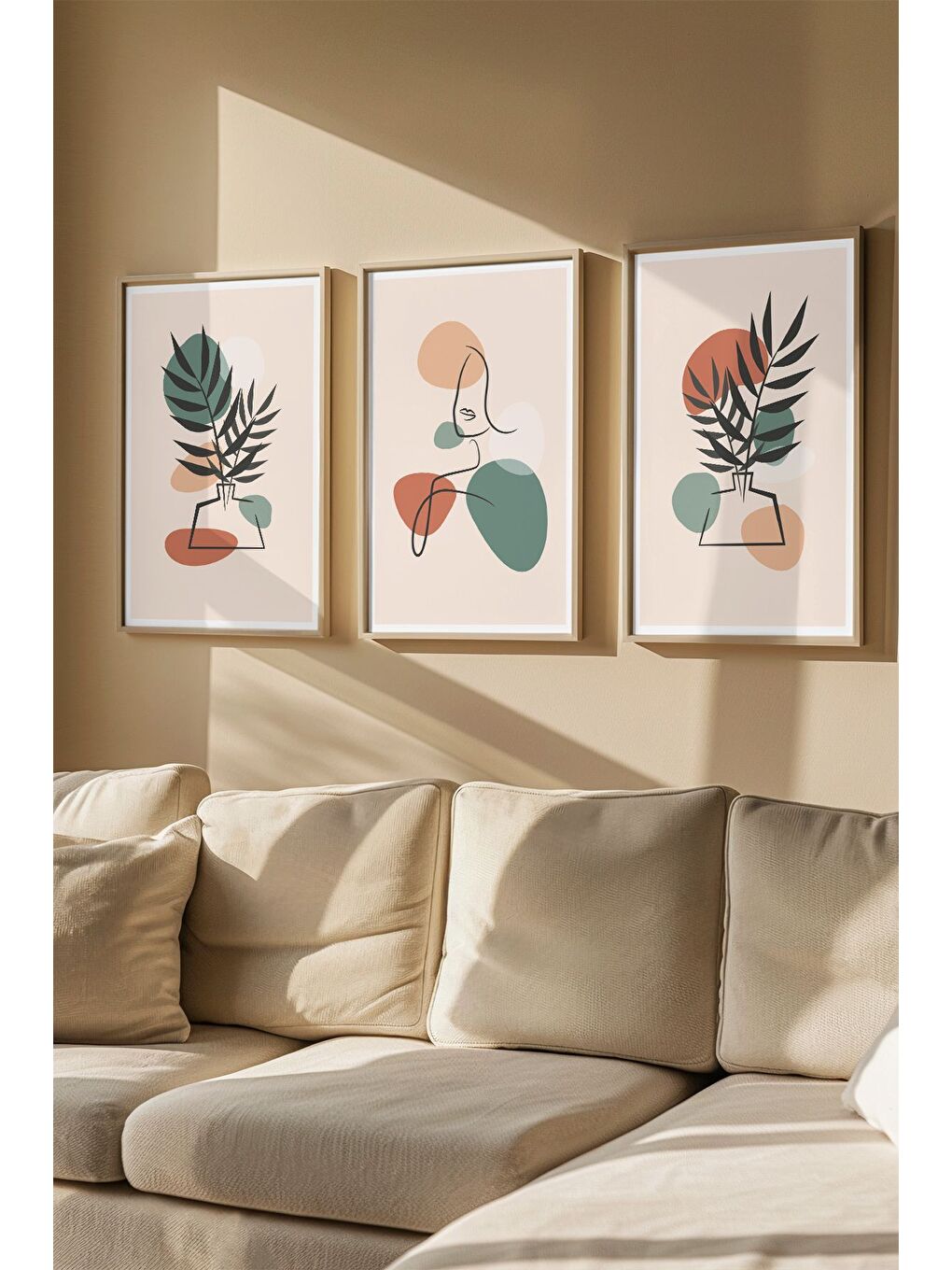 Beyaz Gerçek Ahşap Çerçeveli 3 Parça 3D Poster Tablo Seti - 3DARTSOHOSET123-3348