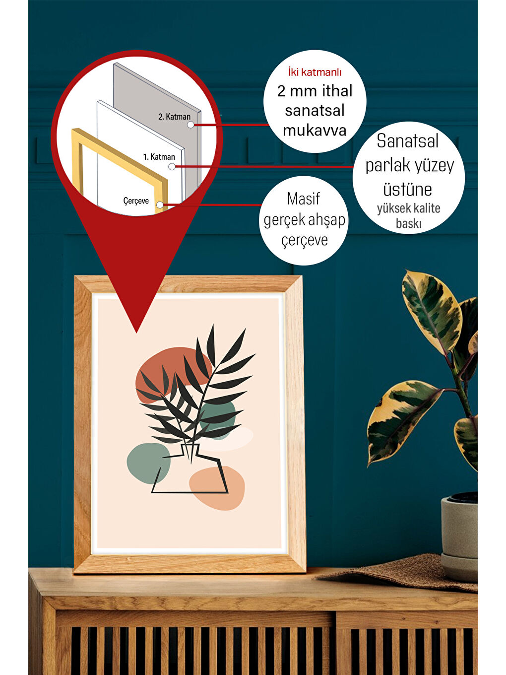 Beyaz Gerçek Ahşap Çerçeveli 3 Parça 3D Poster Tablo Seti - 3DARTSOHOSET123-3348-1