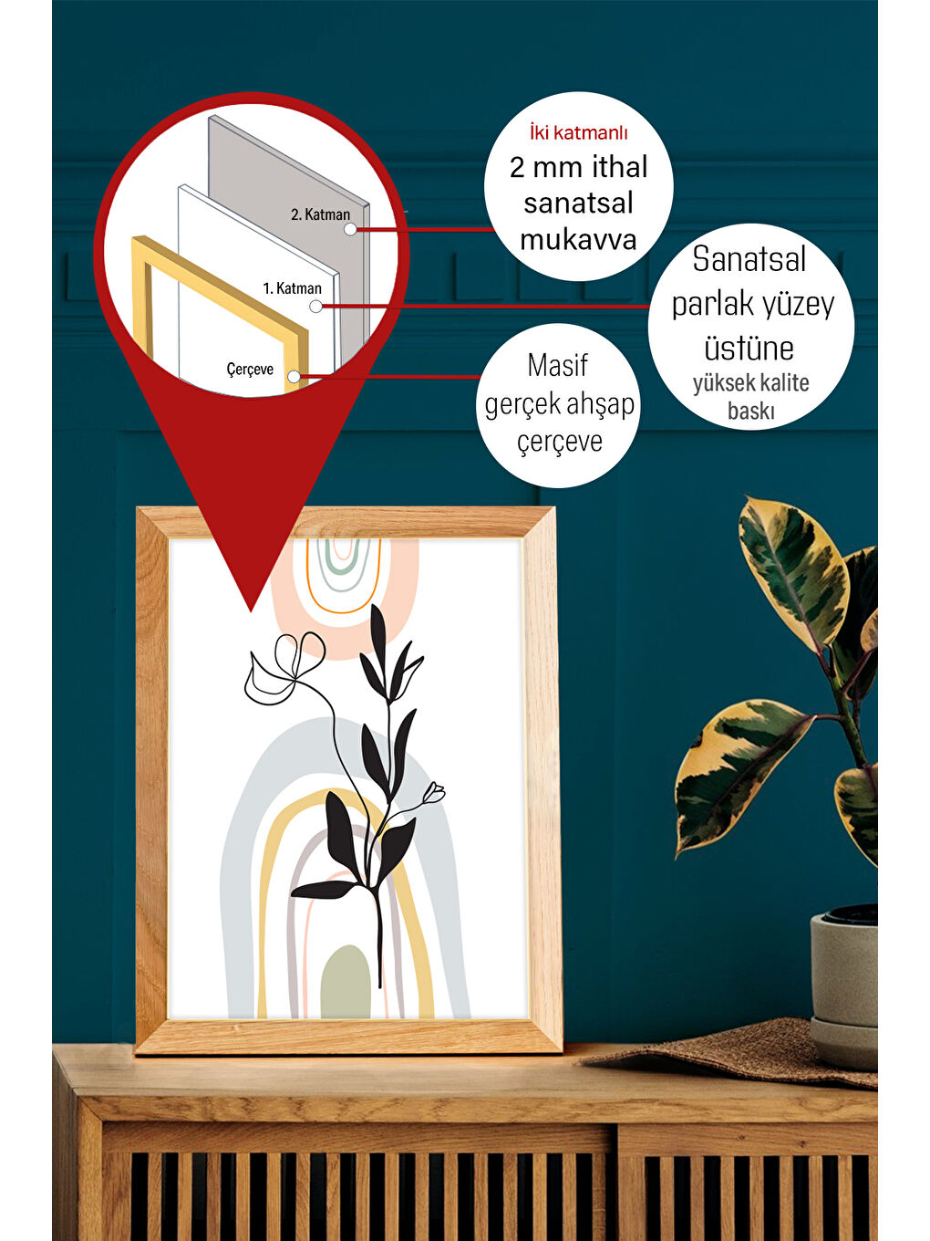Beyaz Gerçek Ahşap Çerçeveli 3 Parça 3D Poster Tablo Seti - 3DARTSOHOSET124-2030-1