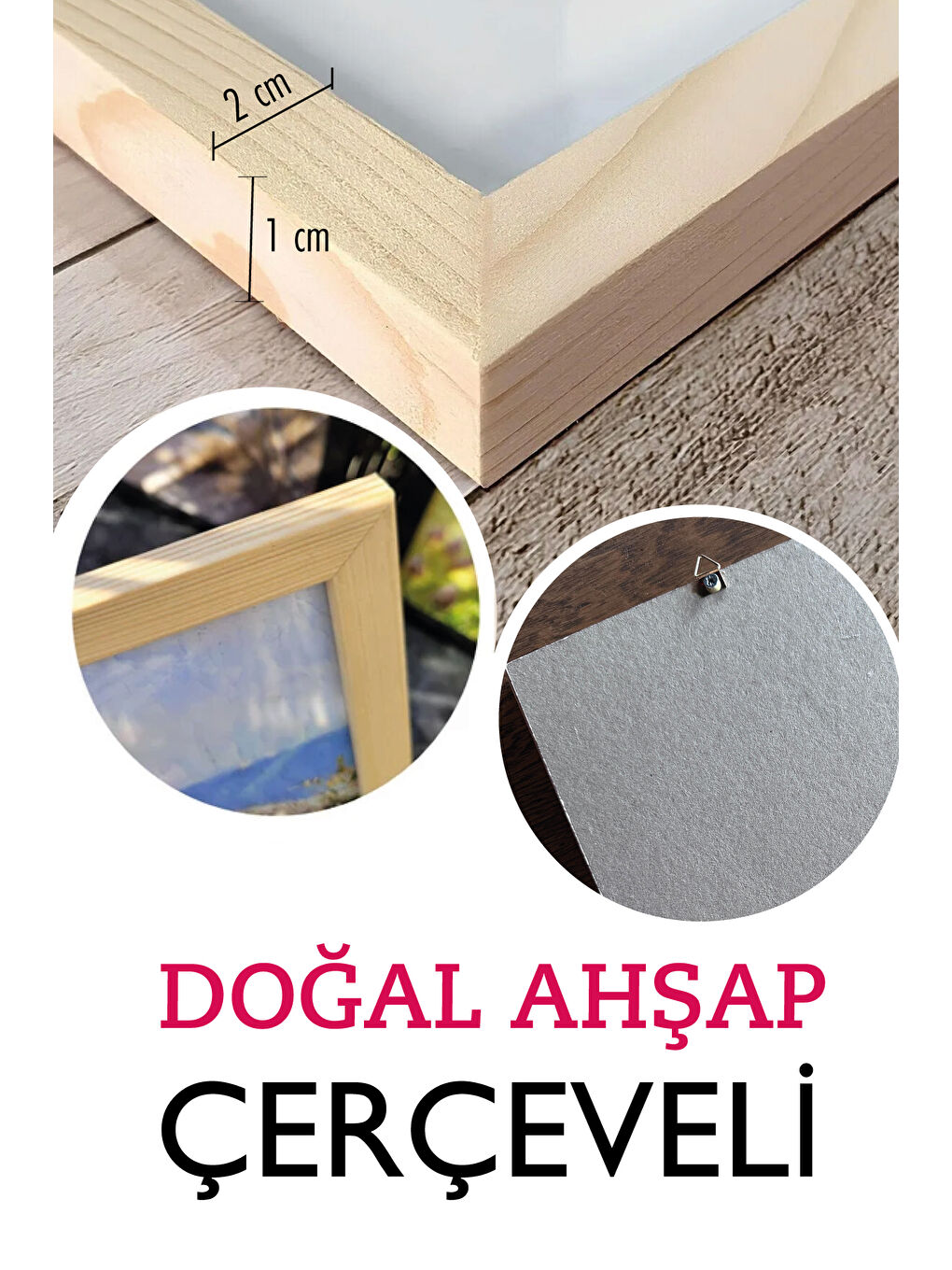Beyaz Gerçek Ahşap Çerçeveli 3 Parça 3D Poster Tablo Seti - 3DARTSOHOSET124-2030-2
