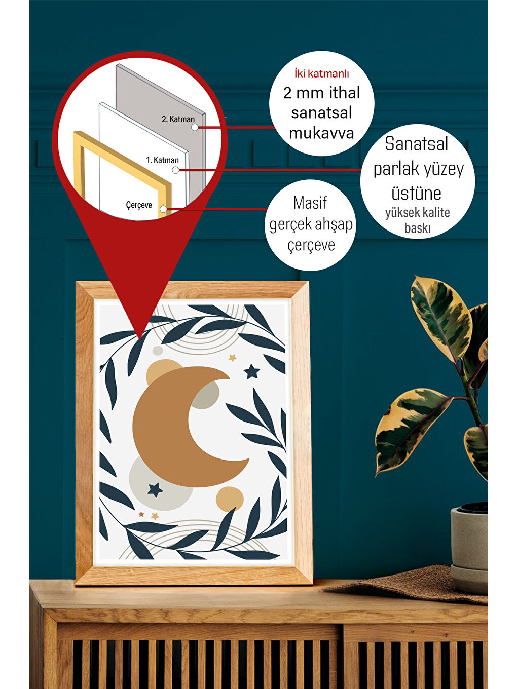 Beyaz Gerçek Ahşap Çerçeveli 3 Parça 3D Poster Tablo Seti - 3DARTSOHOSET127-3348-1