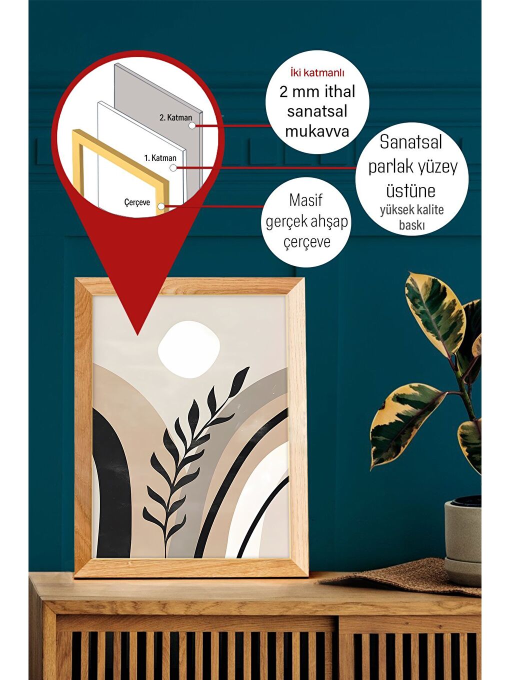 Beyaz Gerçek Ahşap Çerçeveli 3 Parça 3D Poster Tablo Seti - 3DARTSOHOSET131-3348-2