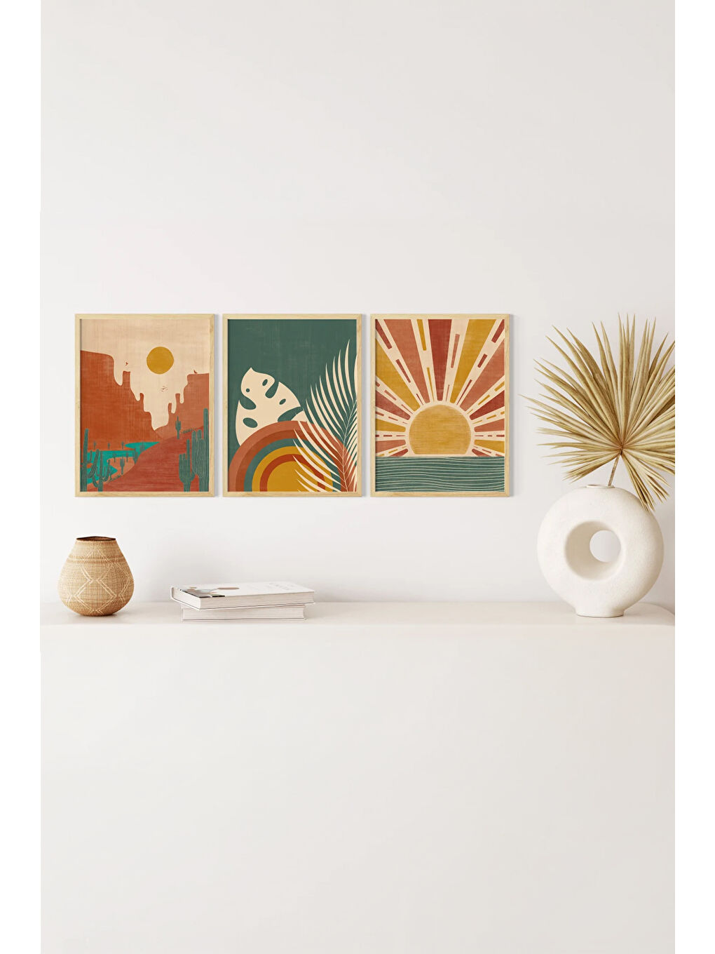 Beyaz Gerçek Ahşap Çerçeveli 3 Parça 3D Poster Tablo Seti - 3DARTSOHOSET13-3348