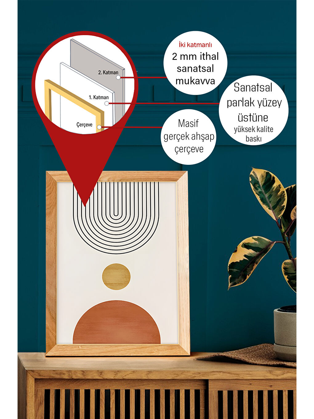 Beyaz Gerçek Ahşap Çerçeveli 3 Parça 3D Poster Tablo Seti - 3DARTSOHOSET16-3348-1