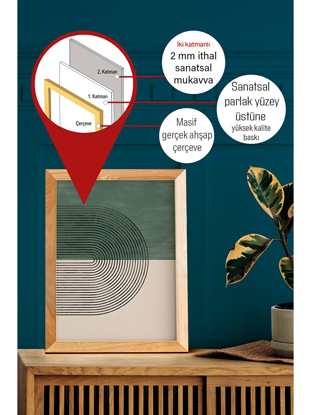 Beyaz Gerçek Ahşap Çerçeveli 3 Parça 3D Poster Tablo Seti - 3DARTSOHOSET19-2030-1