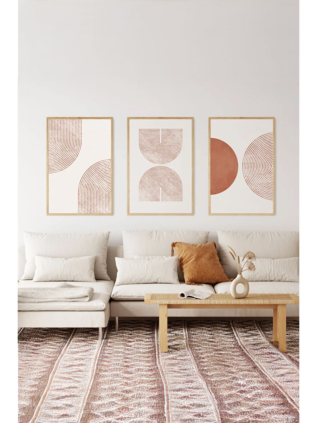 Beyaz Gerçek Ahşap Çerçeveli 3 Parça 3D Poster Tablo Seti - 3DARTSOHOSET20-3348