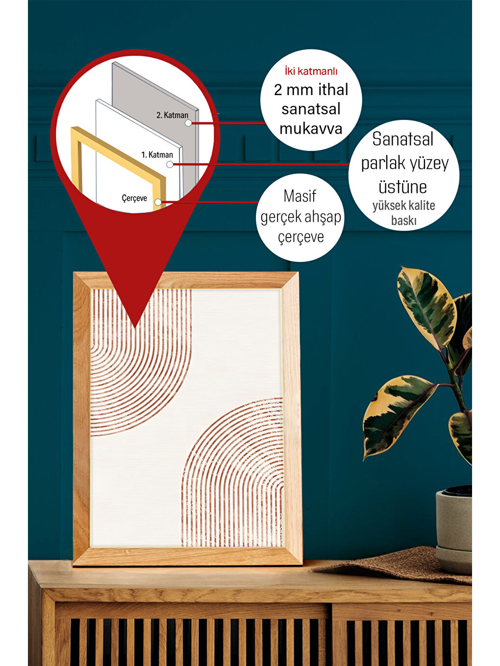 Beyaz Gerçek Ahşap Çerçeveli 3 Parça 3D Poster Tablo Seti - 3DARTSOHOSET20-3348-1