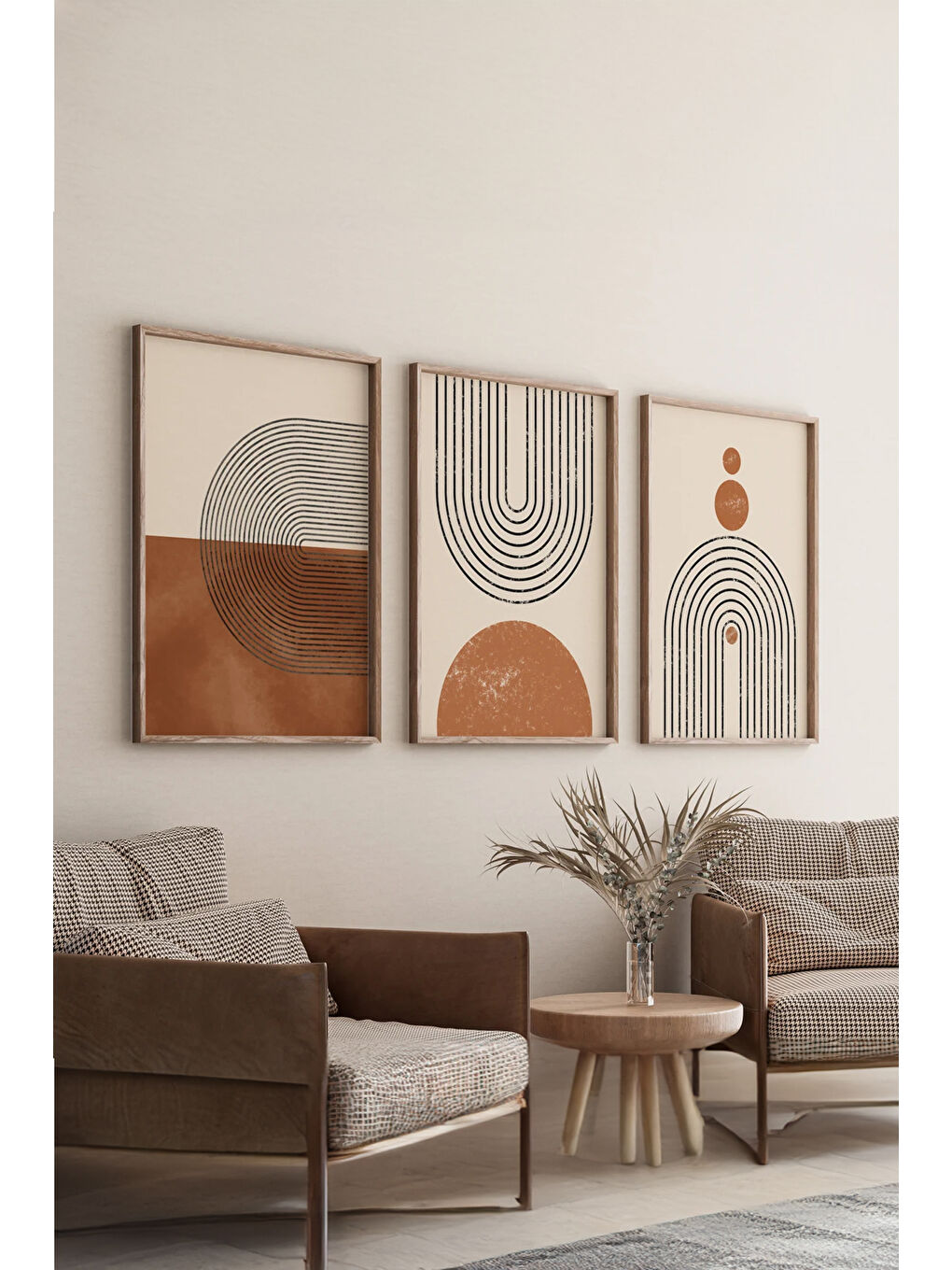 Beyaz Gerçek Ahşap Çerçeveli 3 Parça 3D Poster Tablo Seti - 3DARTSOHOSET24-3348