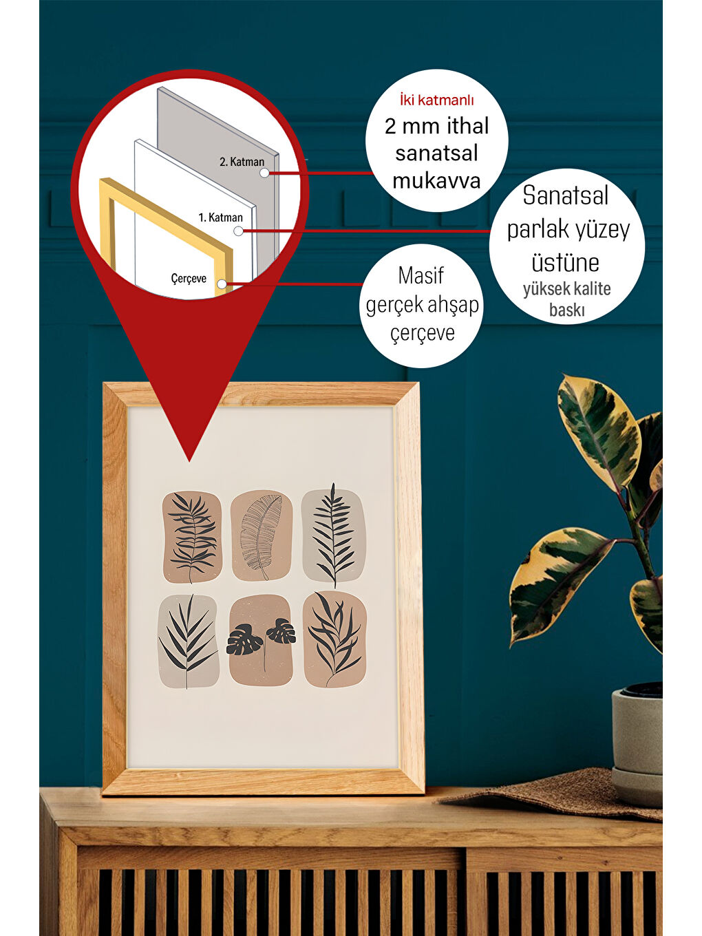 Beyaz Gerçek Ahşap Çerçeveli 3 Parça 3D Poster Tablo Seti - 3DARTSOHOSET26-2030-2