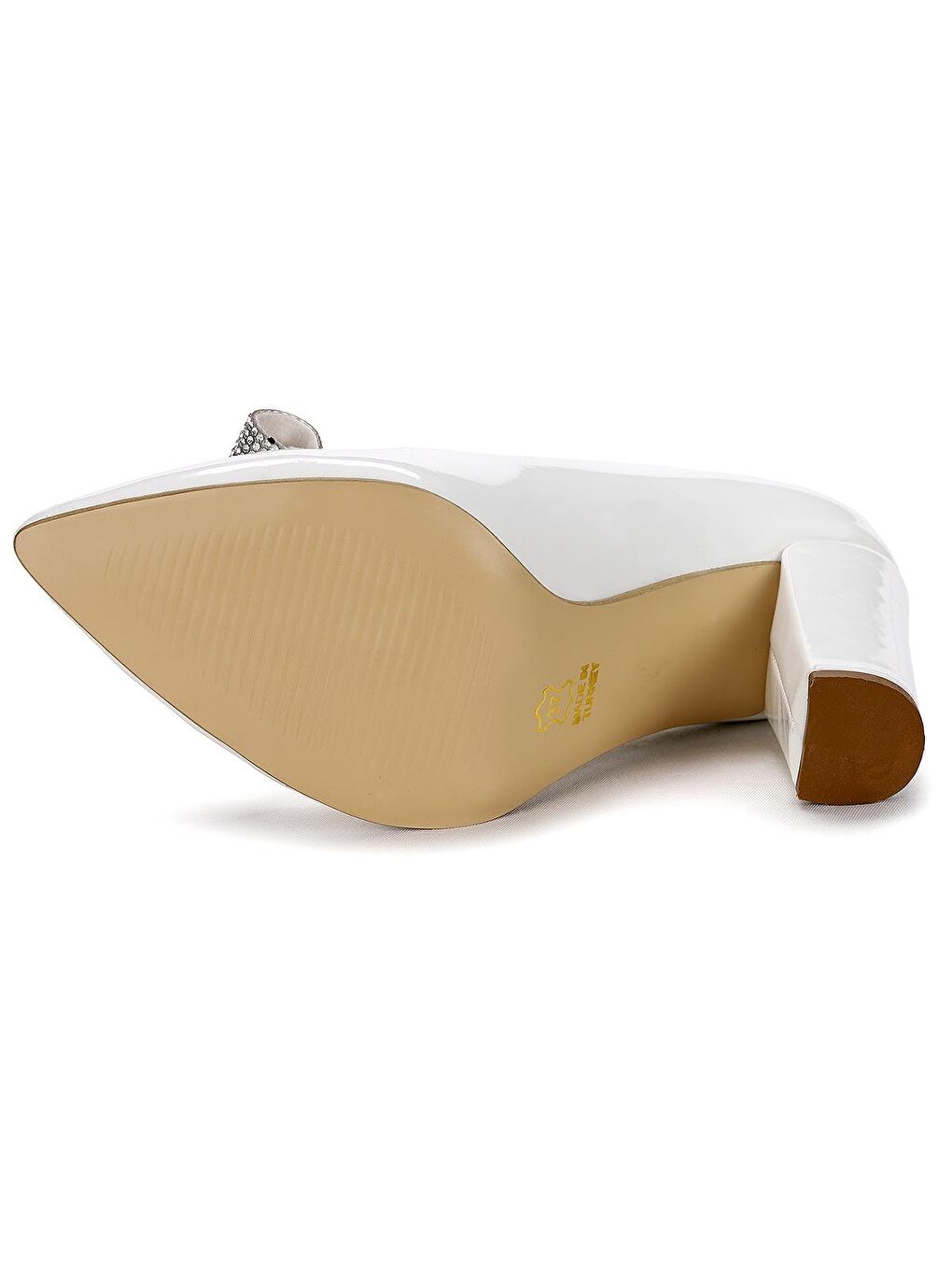 Beyaz Rugan Taşlı 8 Cm Topuklu Kadın Ayakkabı 137029-2206 37-5