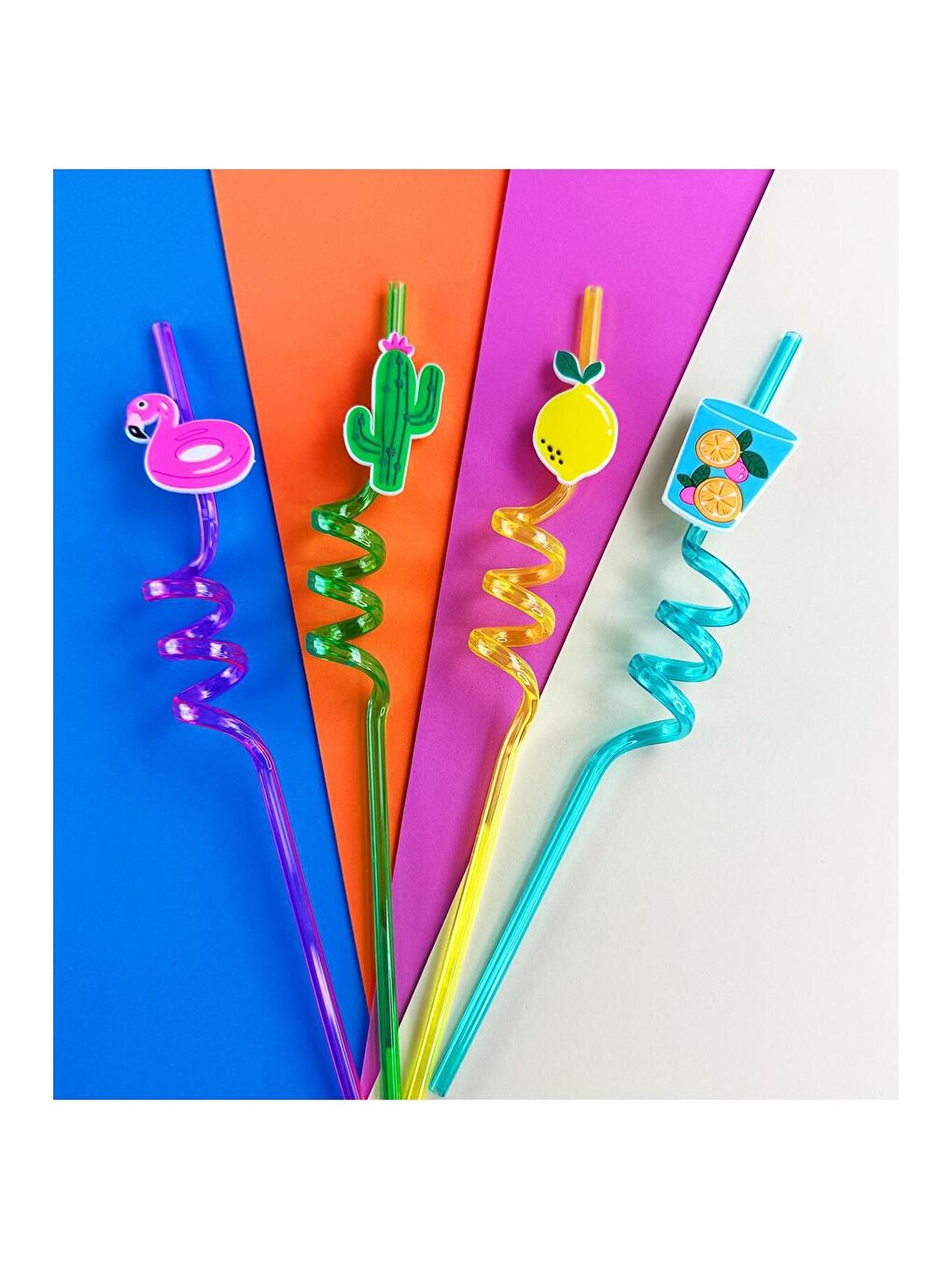 Renksiz 4 lü Figürlü Plastik Pipet Seti-1