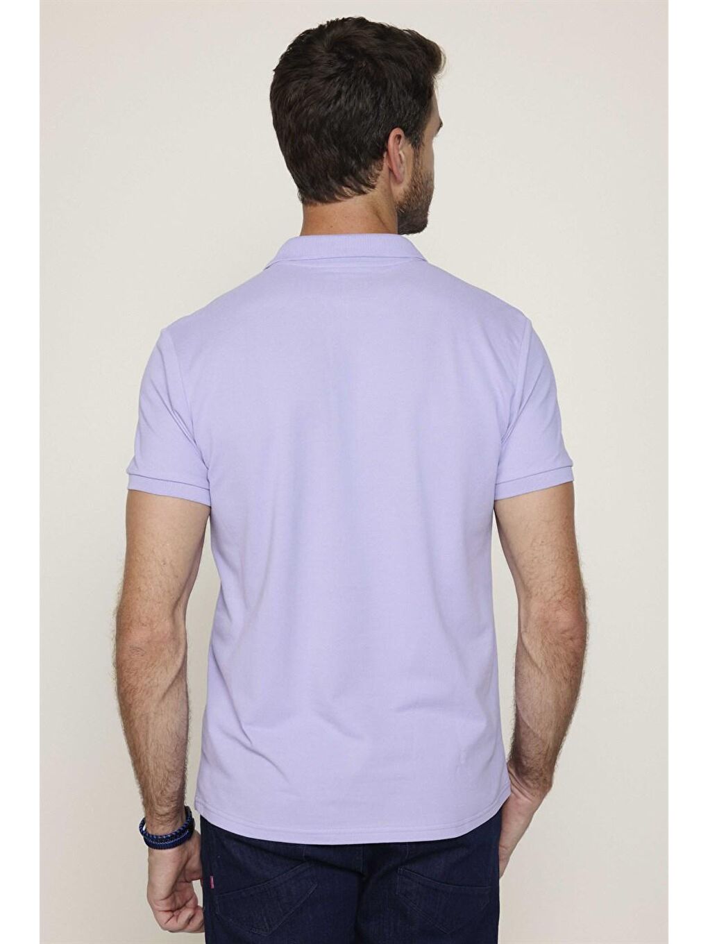 Erkek Slim Fit Dar Kesim %100 Pamuk Düz Pike Mor Polo Yaka Tişört-4