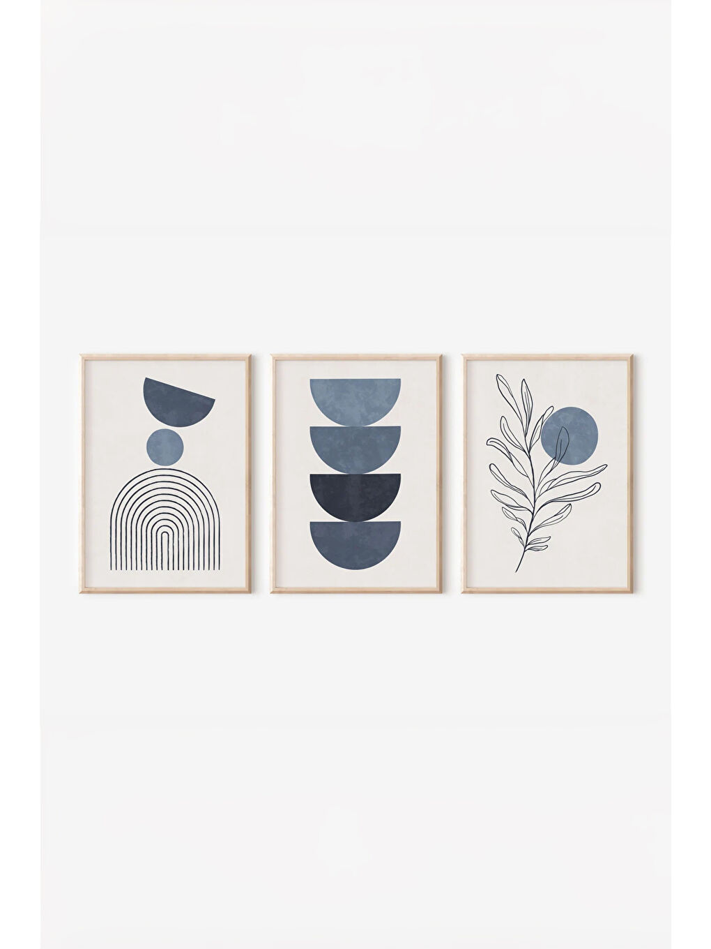 Beyaz Gerçek Ahşap Çerçeveli 3 Parça 3D Poster Tablo Seti - 3DARTSOHOSET42-3348-1