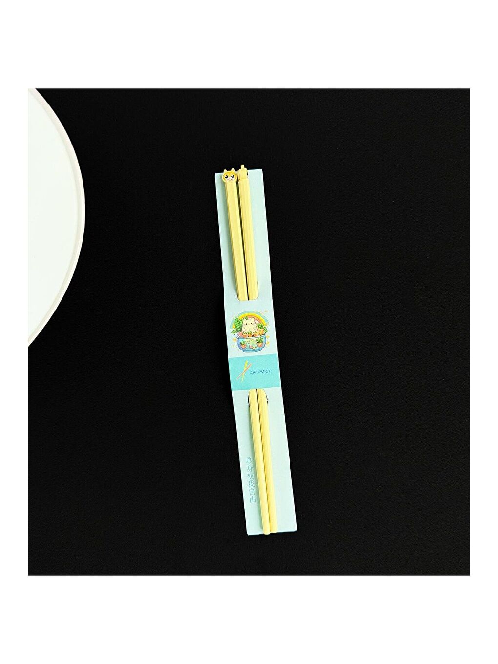 BAM HEDİYELİK EŞYA Sari Kedi Figürlü Metal Chopstick