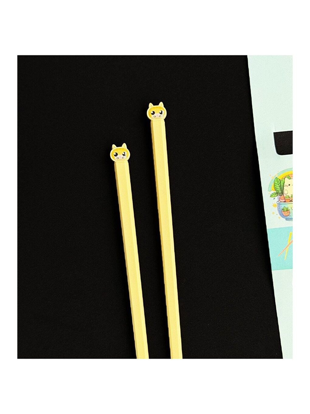 BAM HEDİYELİK EŞYA Sari Kedi Figürlü Metal Chopstick - 2