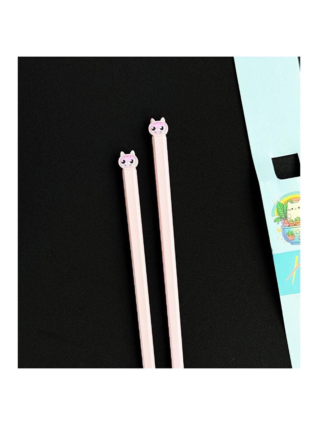 BAM HEDİYELİK EŞYA Pembe Kedi Figürlü Metal Chopstick - 2