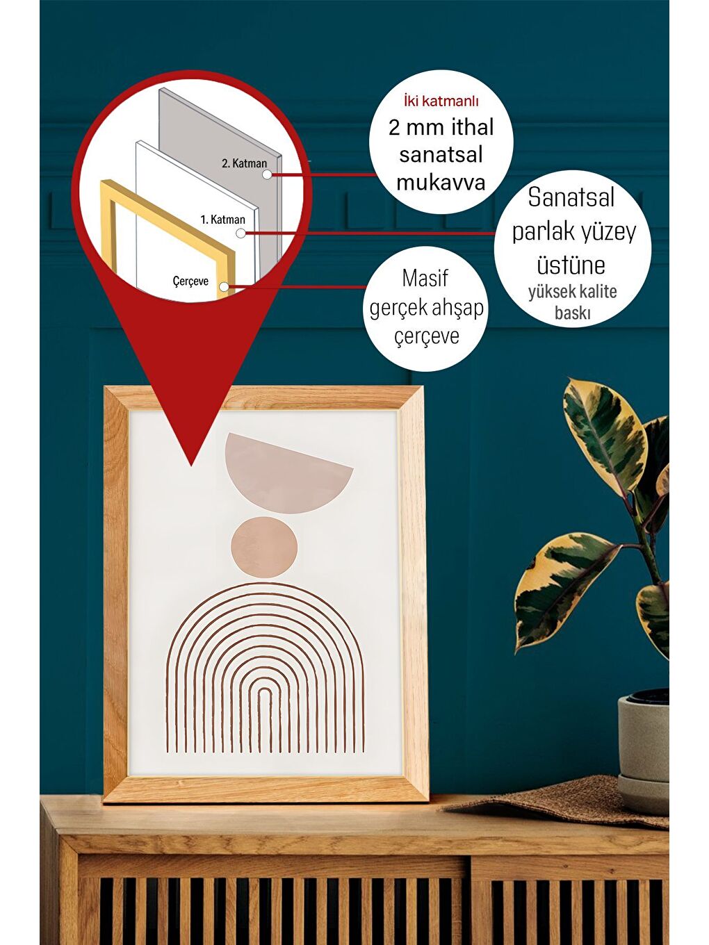 Beyaz Gerçek Ahşap Çerçeveli 3 Parça 3D Poster Tablo Seti - 3DARTSOHOSET44-3348-2