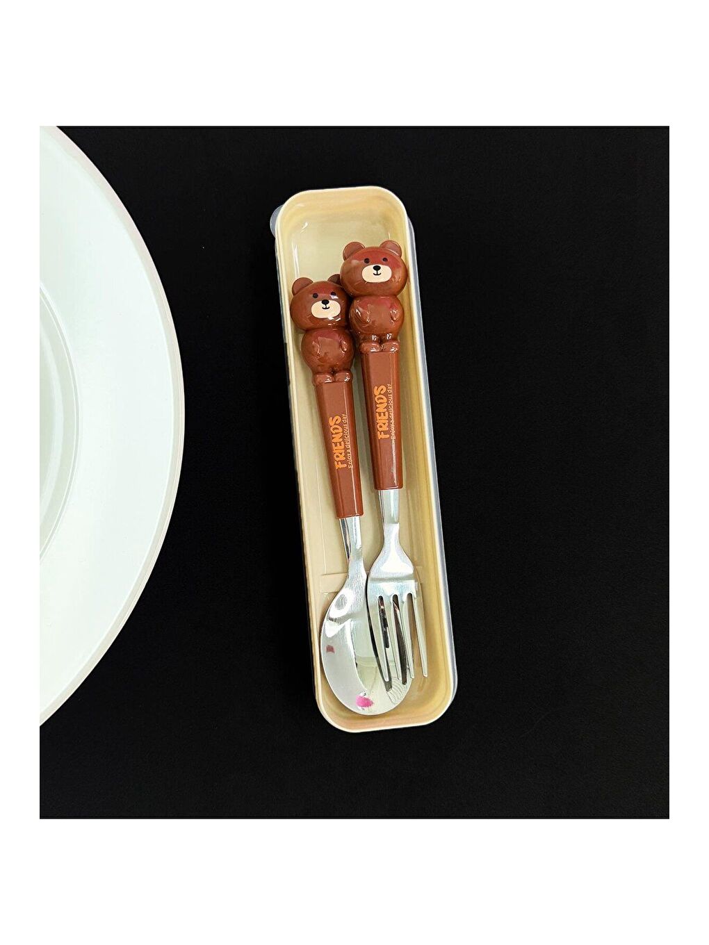 Kahverengi Sevimli Hayvan Figürlü Çatal Kaşık Seti