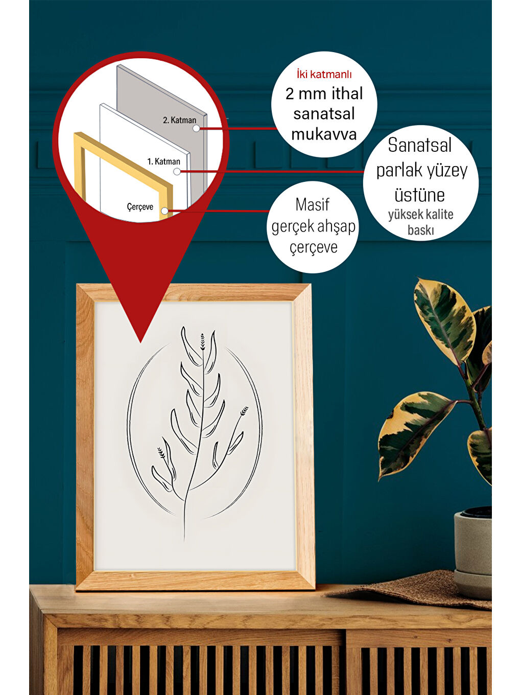 Beyaz Gerçek Ahşap Çerçeveli 3 Parça 3D Poster Tablo Seti - 3DARTSOHOSET61-3348-2