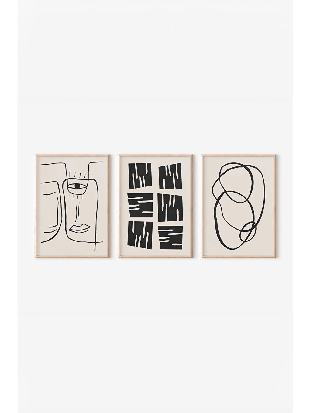 Beyaz Gerçek Ahşap Çerçeveli 3 Parça 3D Poster Tablo Seti - 3DARTSOHOSET70-3348-1