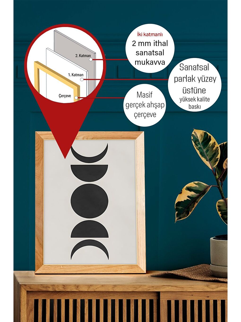 Beyaz Gerçek Ahşap Çerçeveli 3 Parça 3D Poster Tablo Seti - 3DARTSOHOSET73-2030-2