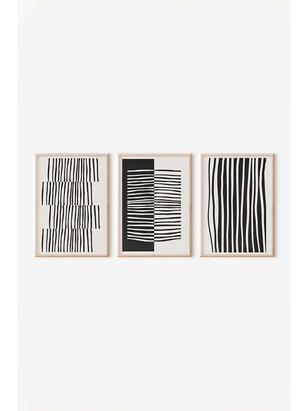 Beyaz Gerçek Ahşap Çerçeveli 3 Parça 3D Poster Tablo Seti - 3DARTSOHOSET78-3348-1