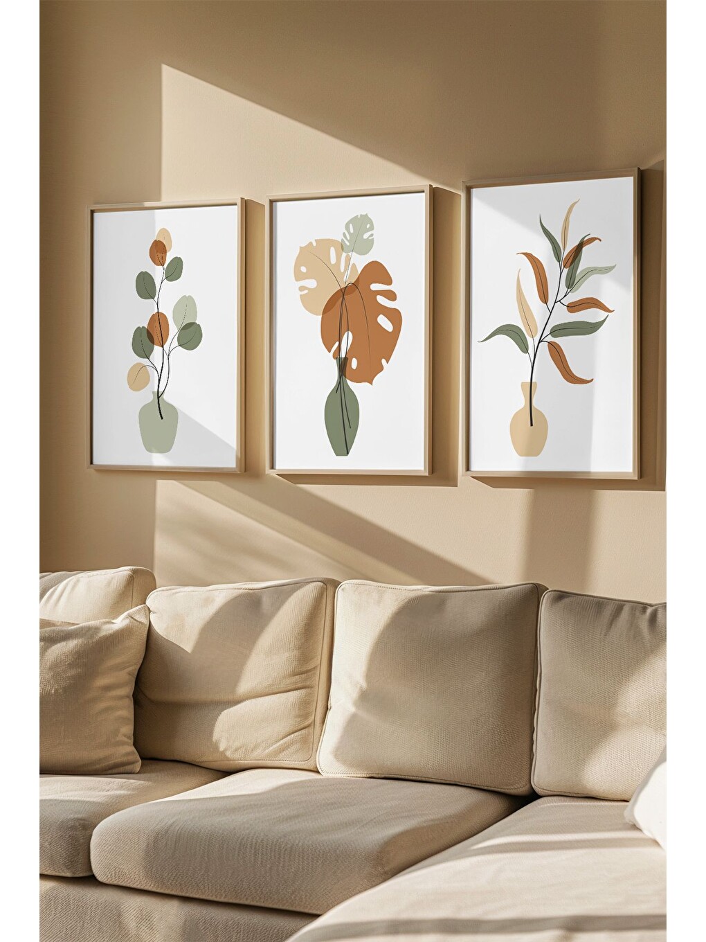 Beyaz Gerçek Ahşap Çerçeveli 3 Parça 3D Poster Tablo Seti - 3DARTSOHOSET94-3348