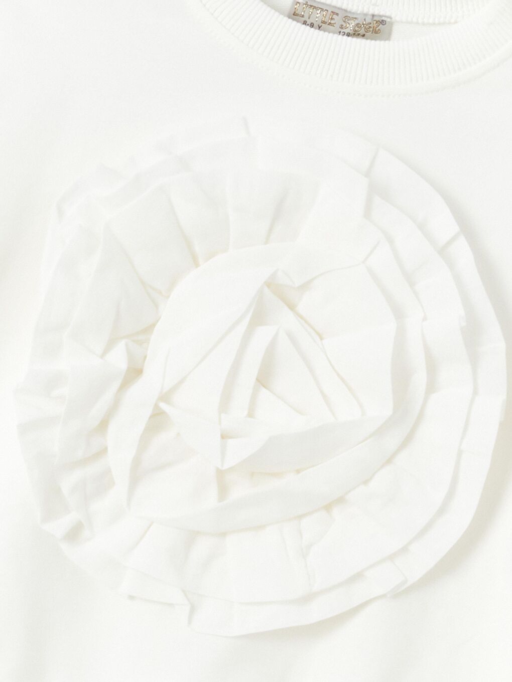 Ekru Kız Çocuk Gül Detaylı Lastikli Rahat SweatShirt-2
