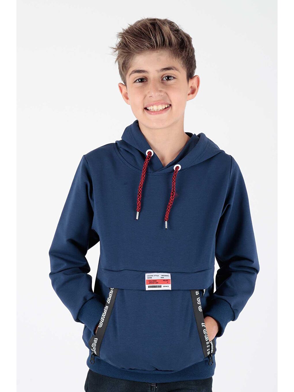 İndigo Erkek Çocuk Fermuarlu Kapüşonlu Sweatshirt Ak15217