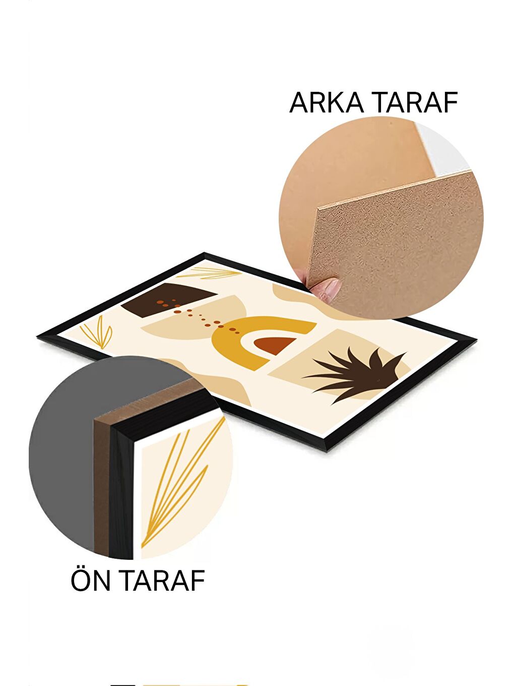 Beyaz 3 Parça Siyah Çerçeve Görünümlü Mdf Tablo Seti - Set 17 - 3SYHART17-1520-1