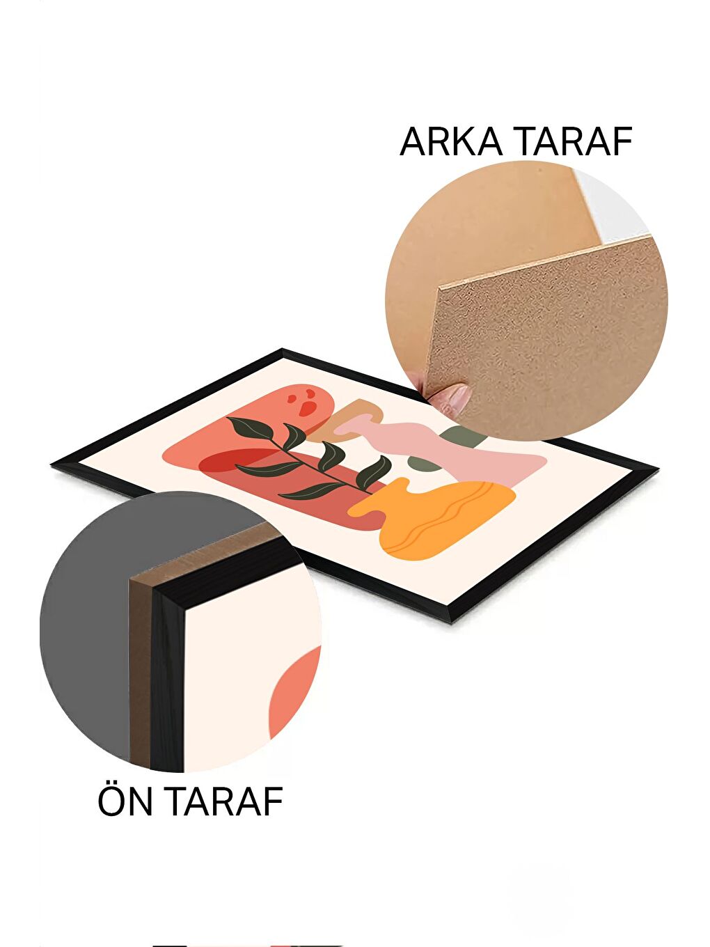 Beyaz 3 Parça Siyah Çerçeve Görünümlü Mdf Tablo Seti - Set 20 - 3SYHART20-1520-1