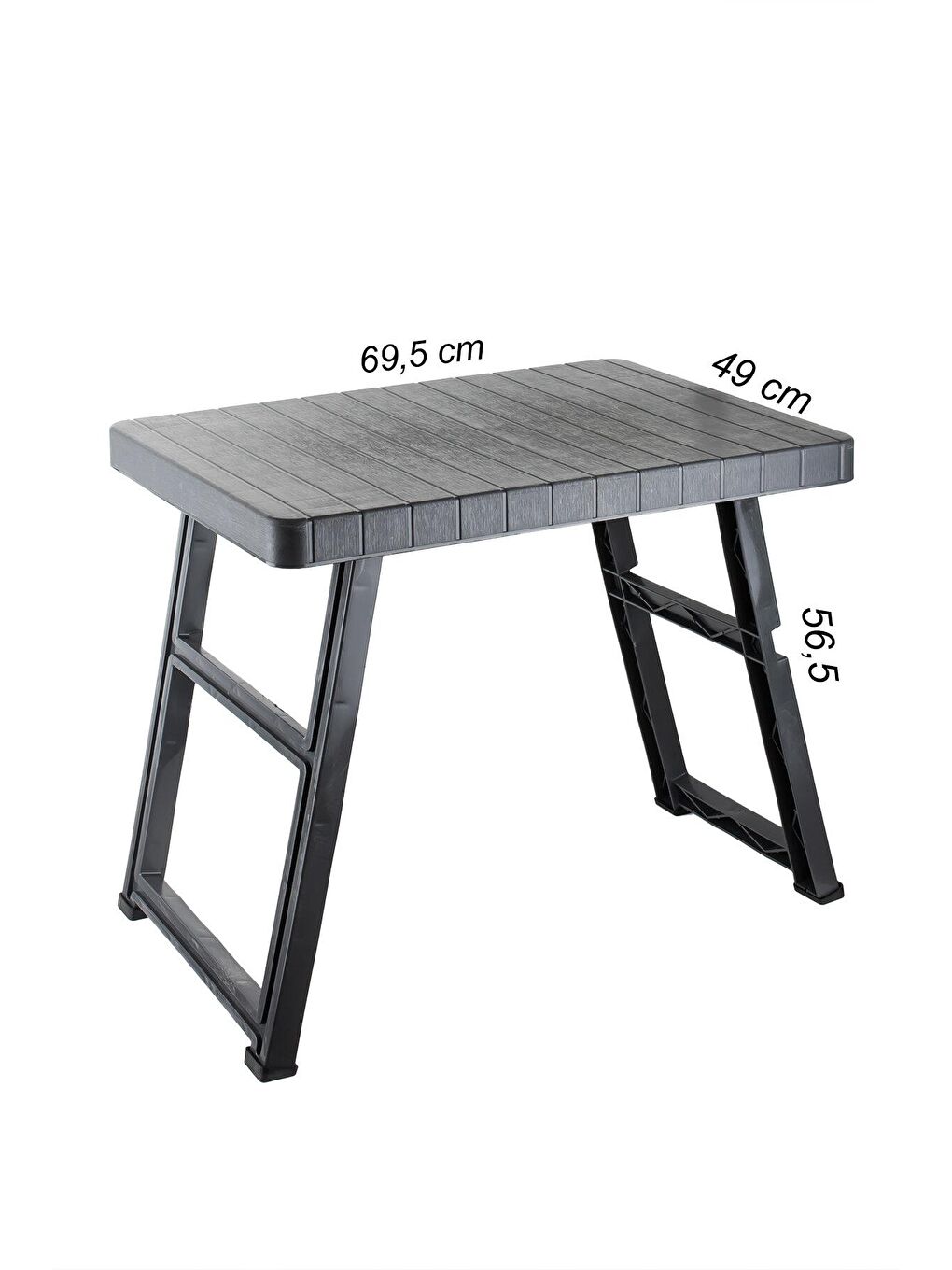 0114 Portatif Katlanabilir Kamp Piknik Balkon Masası - Büyük Plastik Katlanır Sehpa Antrasit