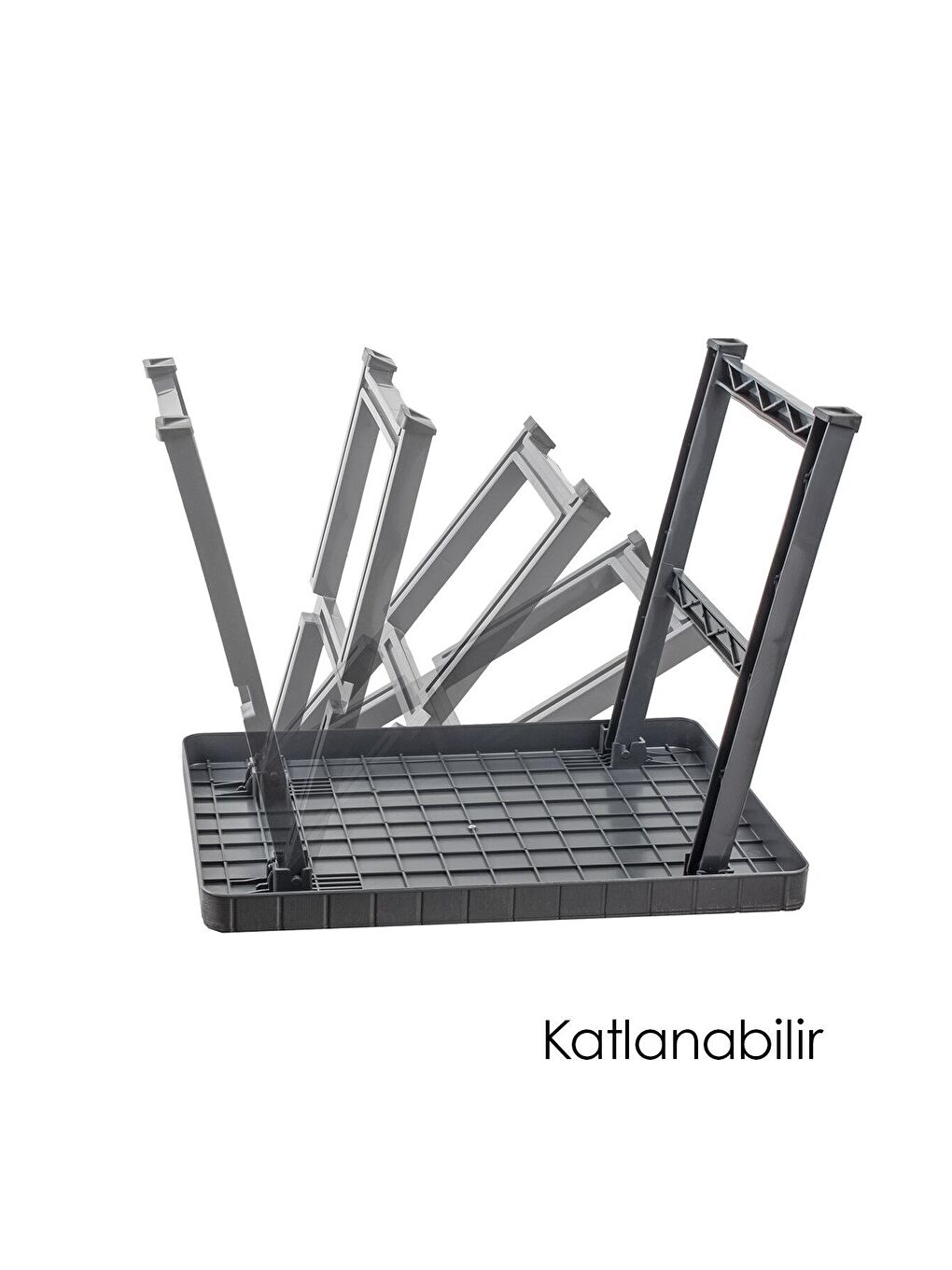 0114 Portatif Katlanabilir Kamp Piknik Balkon Masası - Büyük Plastik Katlanır Sehpa Antrasit-1