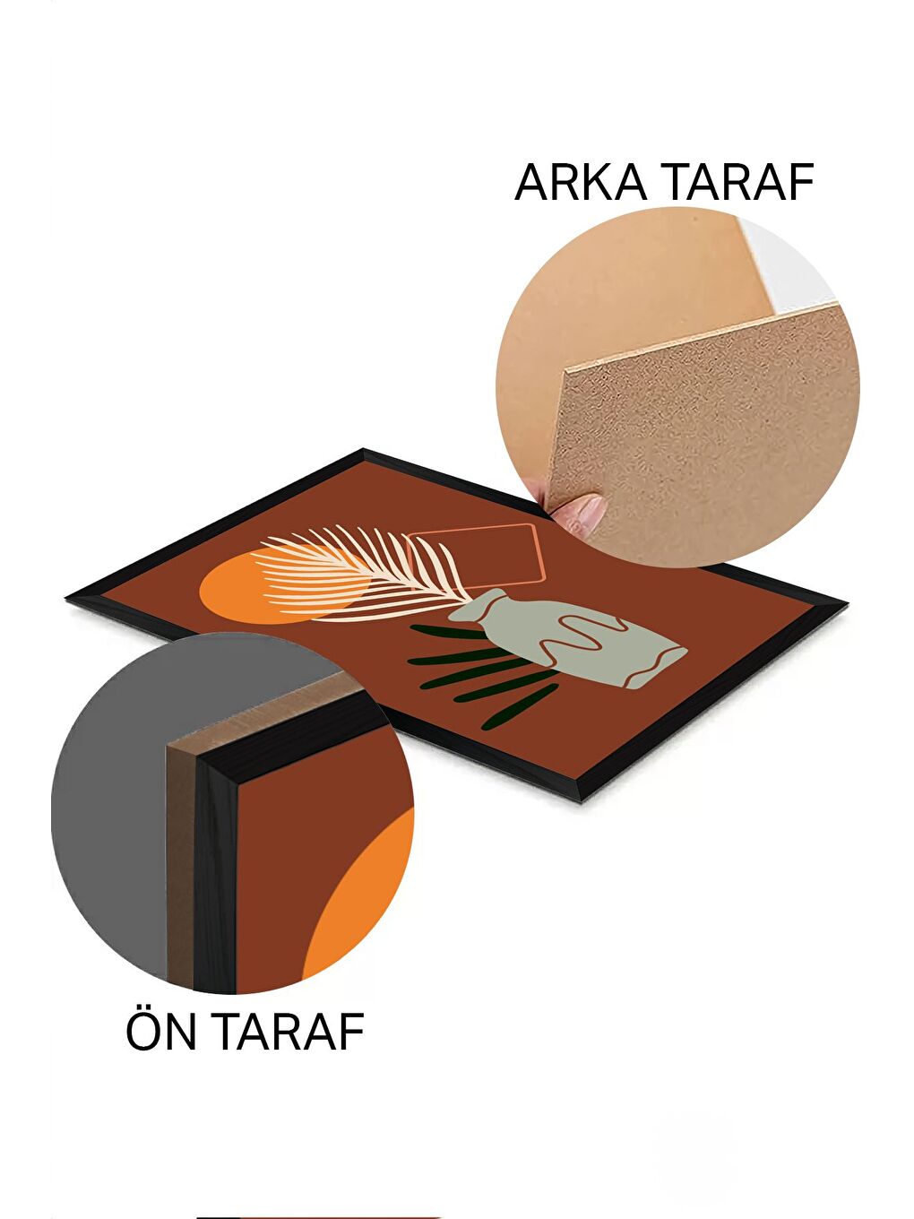 Beyaz 3 Parça Siyah Çerçeve Görünümlü Mdf Tablo Seti - Set 22 - 3SYHART22-2030-1