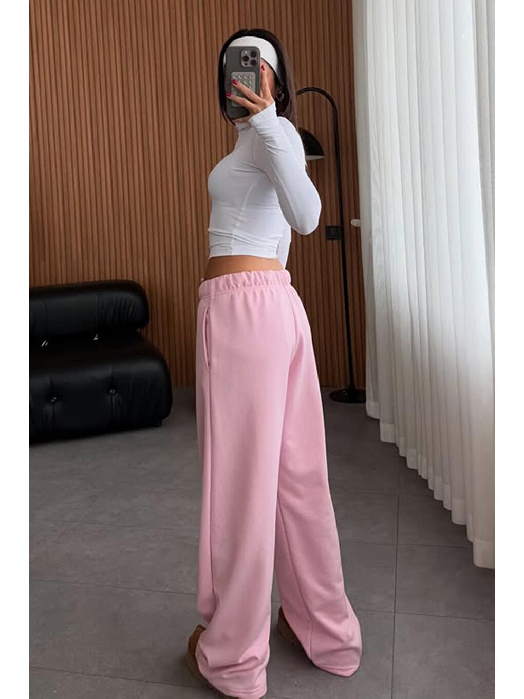 Pembe Bol Paça Kadın Eşofman Altı Mg2279-4