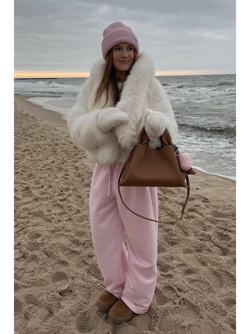 Pembe Bol Paça Kadın Eşofman Altı Mg2279-5