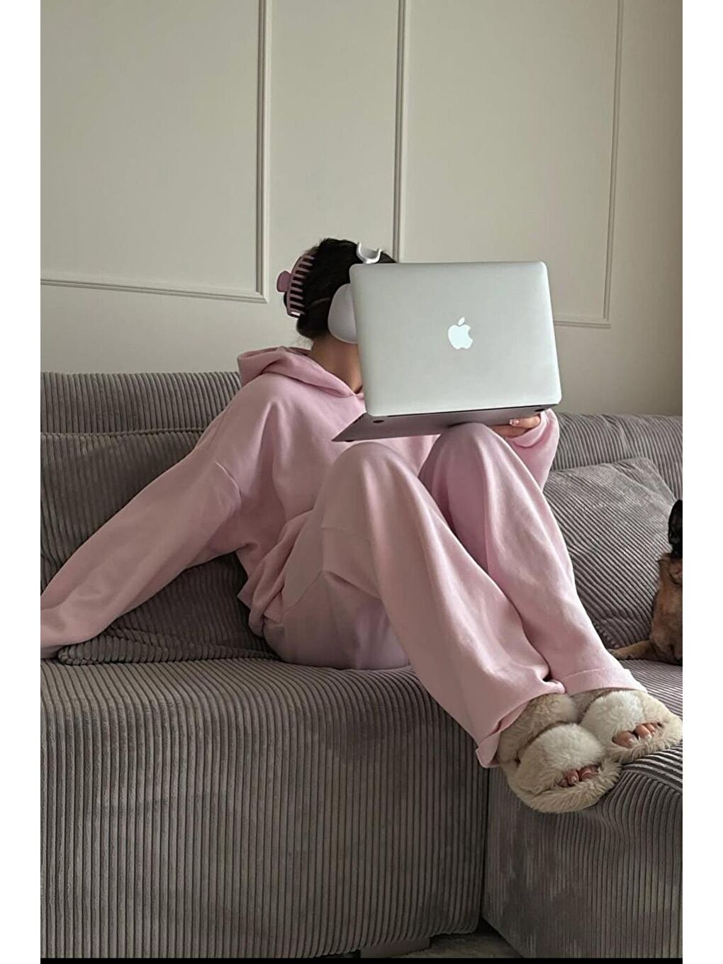 Pembe Bol Paça Kadın Eşofman Altı Mg2279-11