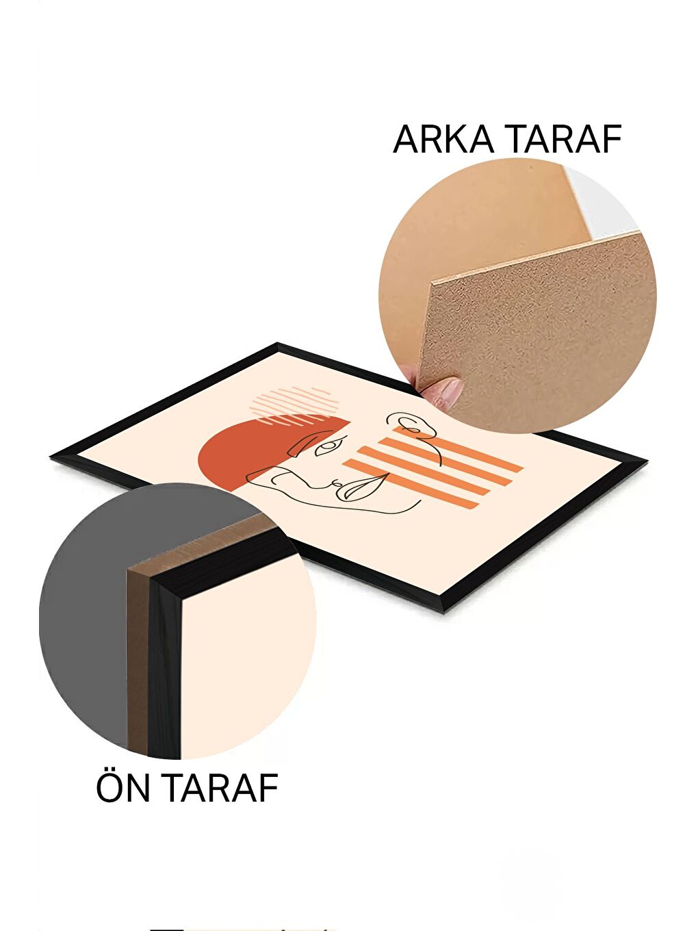 Beyaz 3 Parça Siyah Çerçeve Görünümlü Mdf Tablo Seti - Set 24 - 3SYHART24-3348-1