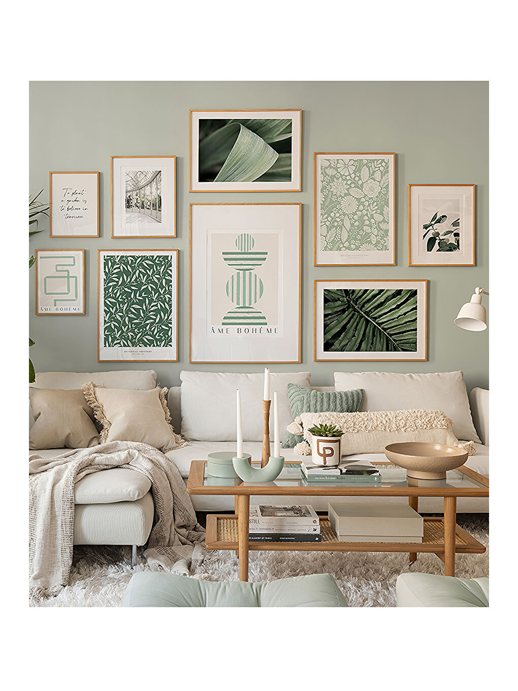 Beyaz 9 Parça Ahşap Çerçeve Görünümlü Mdf Tablo Seti - ARTAVESSAYSLMSTKO20