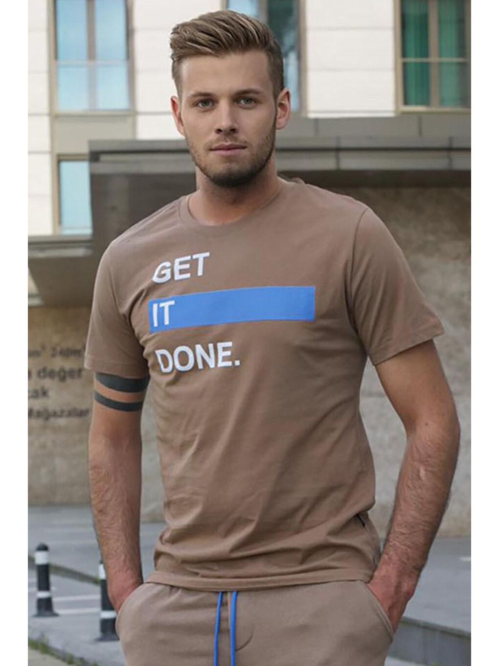 Baskılı Kahverengi Tişört 5182
