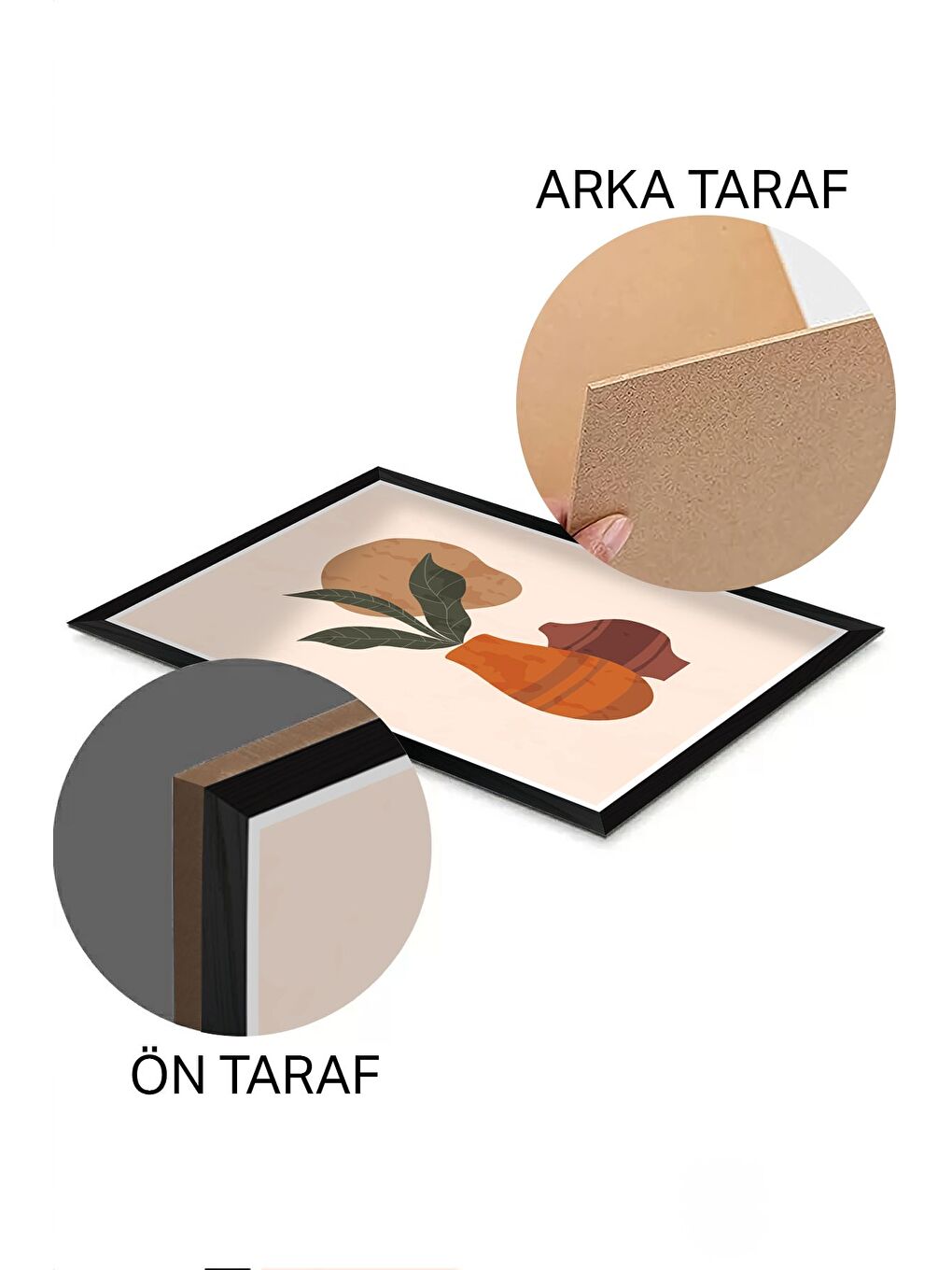 Beyaz 3 Parça Siyah Çerçeve Görünümlü Mdf Tablo Seti - Set 29 - 3SYHART29-3348-1