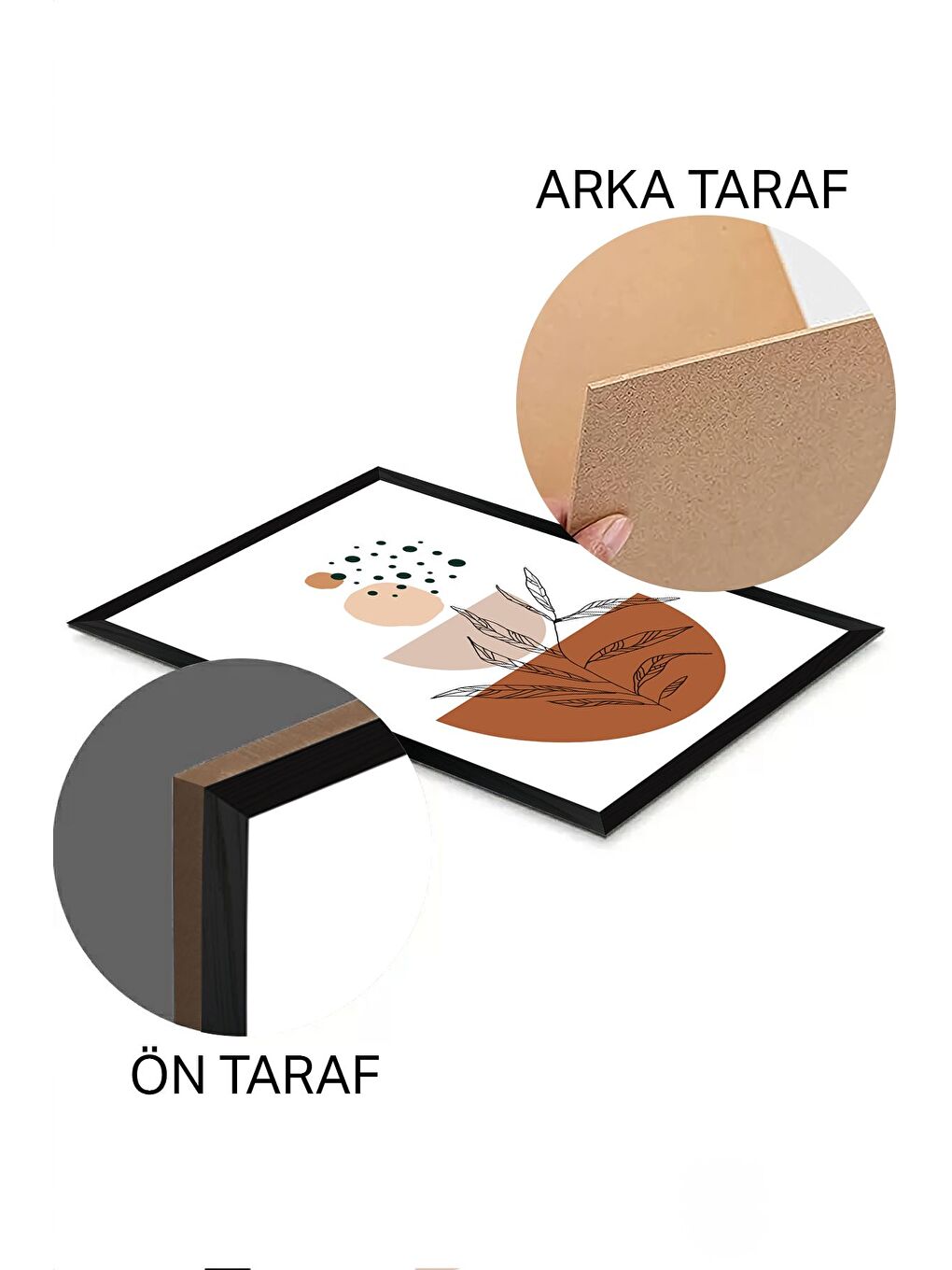 Beyaz 3 Parça Siyah Çerçeve Görünümlü Mdf Tablo Seti - Set 32 - 3SYHART32-3348-1