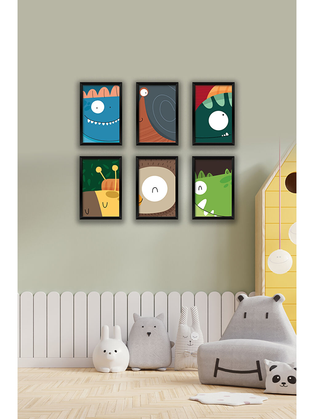 Beyaz 6 Parça Çerçeve Görünümlü Mdf Tablo Seti - 6KIDSARTAVESSA1-1520