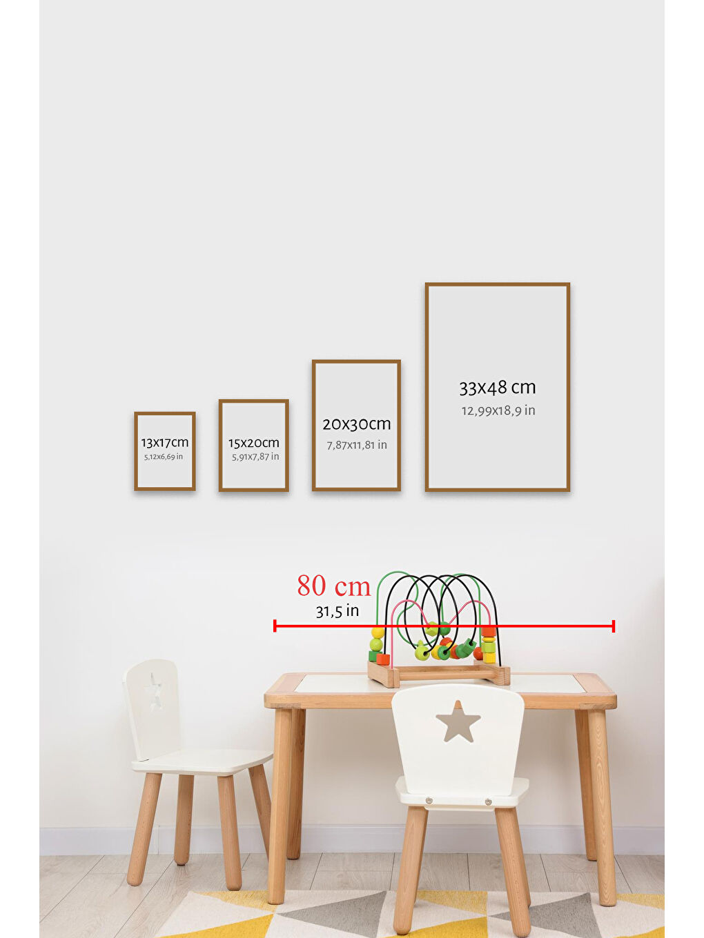 Beyaz 6 Parça Çerçeve Görünümlü Mdf Tablo Seti - 6KIDSARTAVESSA2-1520-1