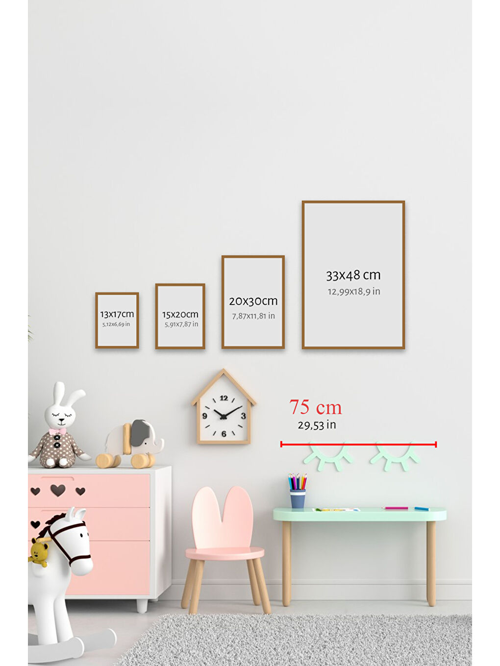 Beyaz 6 Parça Çerçeve Görünümlü Mdf Tablo Seti - 6KIDSARTAVESSA3-1317-1