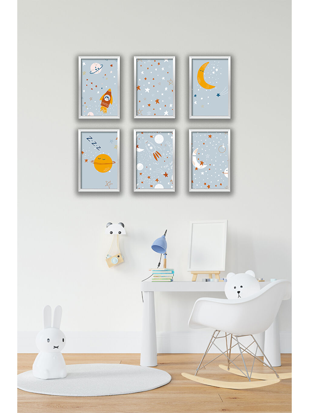 Beyaz 6 Parça Çerçeve Görünümlü Mdf Tablo Seti - 6KIDSARTAVESSA4-1520