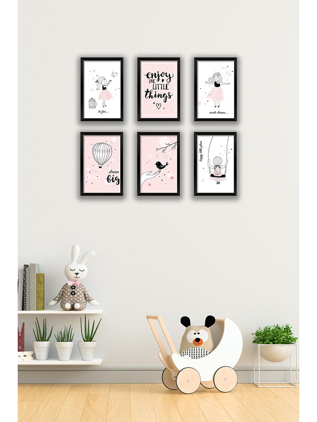 Beyaz 6 Parça Çerçeve Görünümlü Mdf Tablo Seti - 6KIDSARTAVESSA5-1520