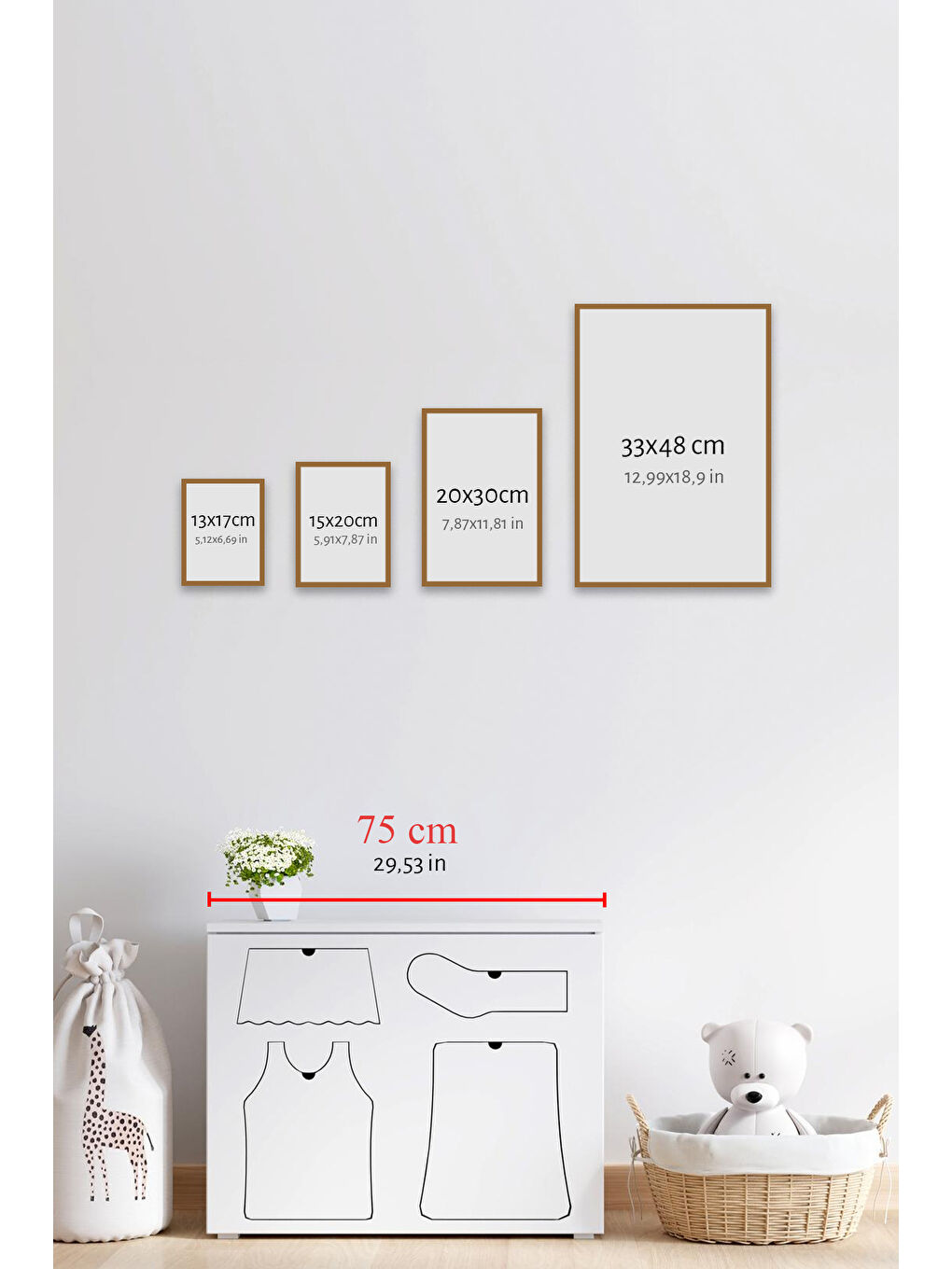 Beyaz 6 Parça Çerçeve Görünümlü Mdf Tablo Seti - 6KIDSARTAVESSA6-1520-1